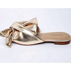 Gunmetal Nikola Metallic Bow front sandal womens size 7 Beautiful Slip On Preppy